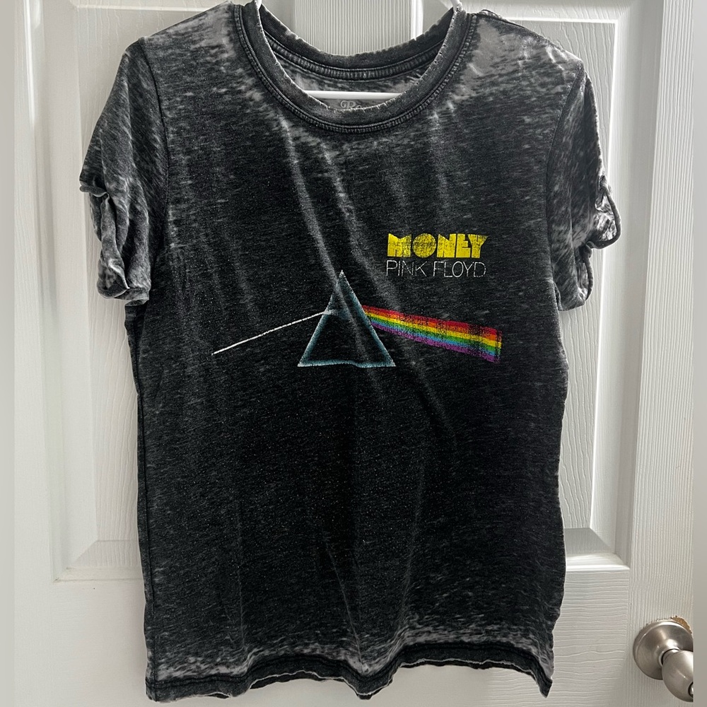 Pink Floyd Charcoal Tee with Money and Prism Design